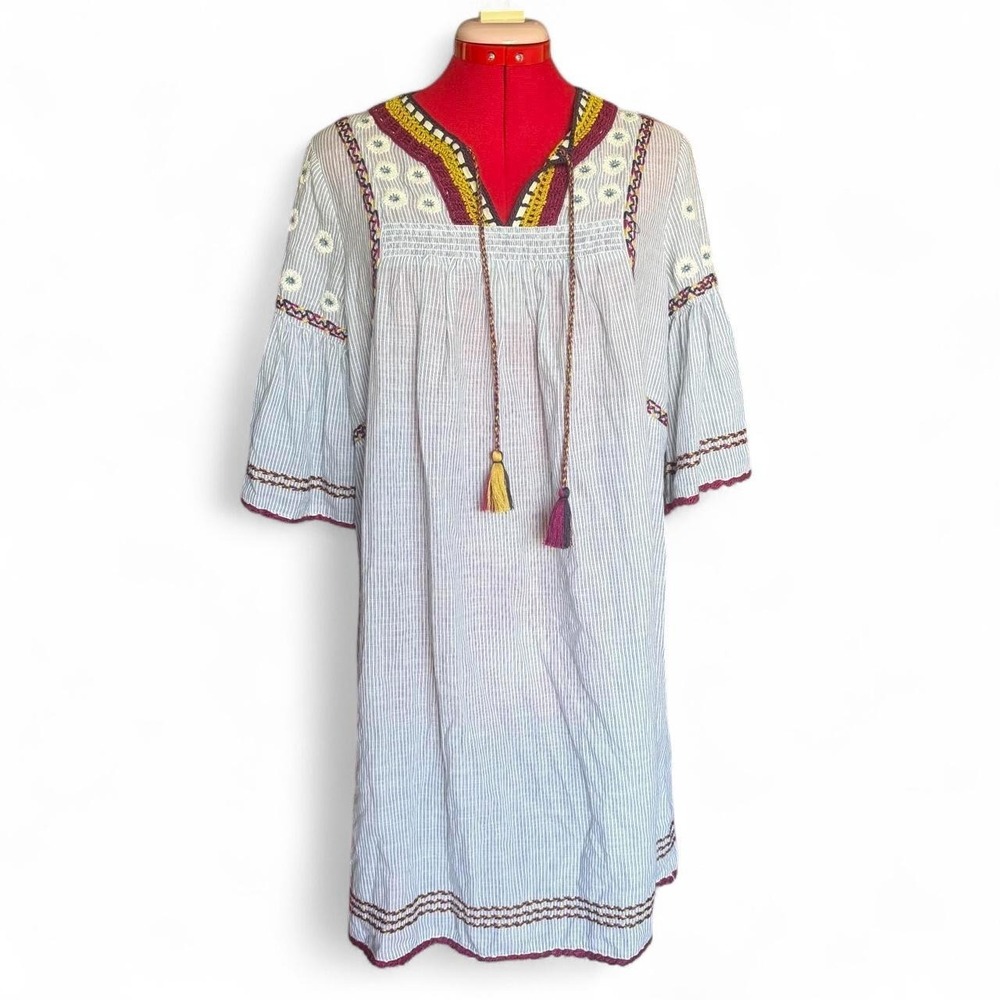 Anthropologie Maeve Yarn‎ Embellished Cotton Tunic Dress Size Small